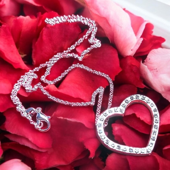 Vintage Cubic zirconia, heart charm, heart pendant Silver 925 - Picture 7 of 16